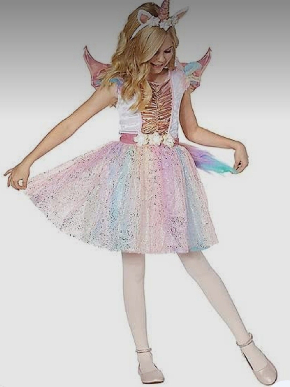 Spirit Pastel Unicorn Dress Costume with Headband Size Large